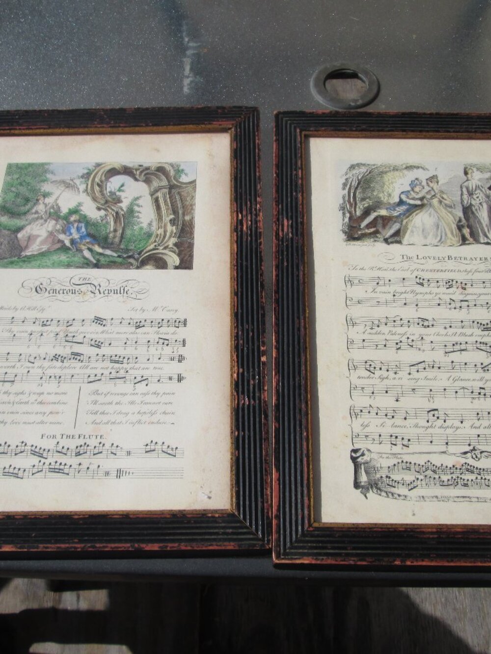Vtg pair of Borghese art hand colored 12 x17 Sheet Music Victorian Art
